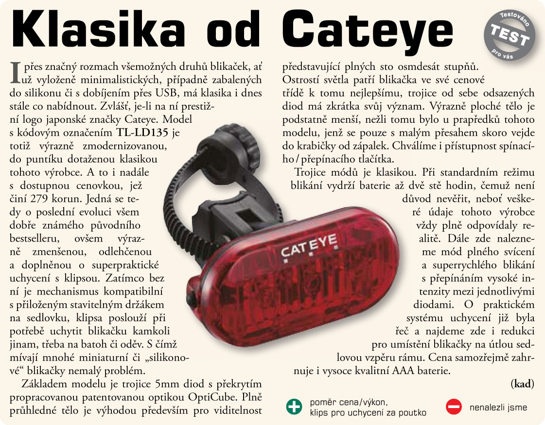 detail CATEYE Světlo zad. CAT TL-LD135