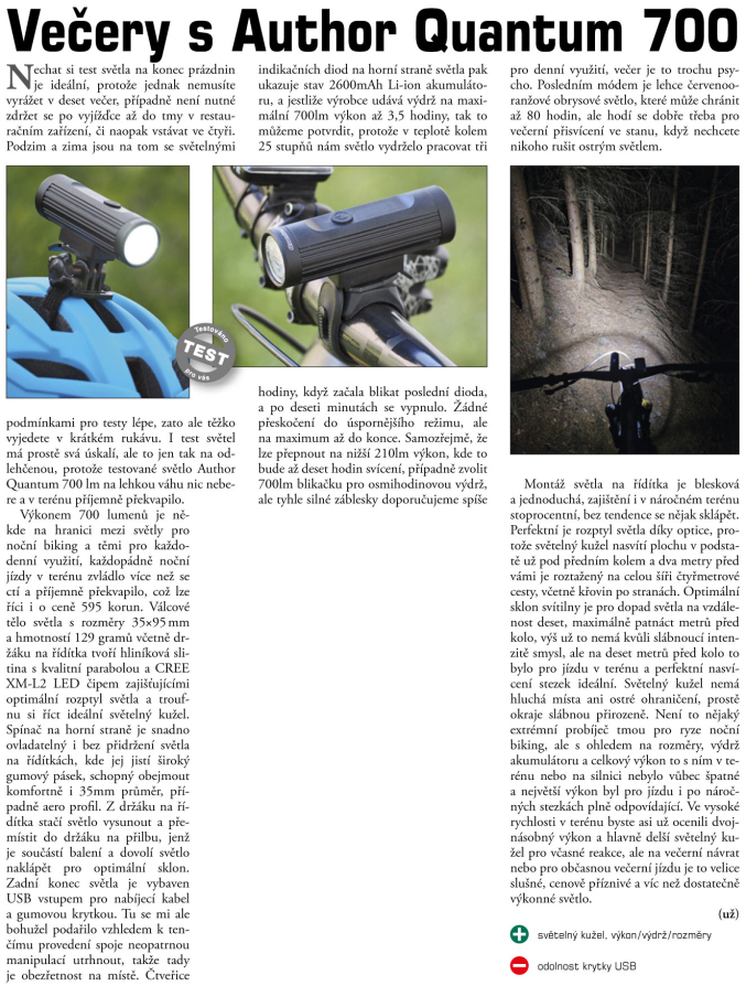 detail AUTHOR Světlo př. A-Solaris 300 lm USB