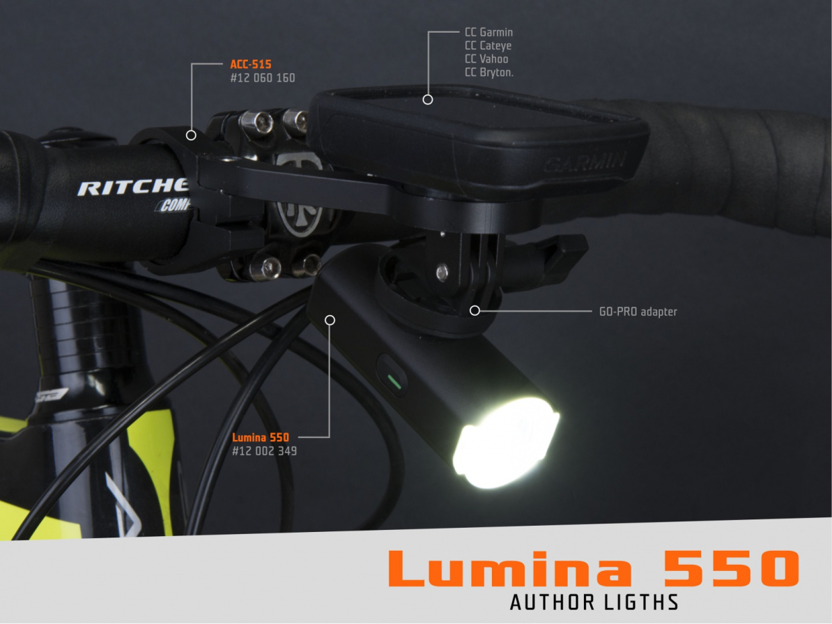 detail AUTHOR Světlo př. LUMINA 550 lm USB Alloy