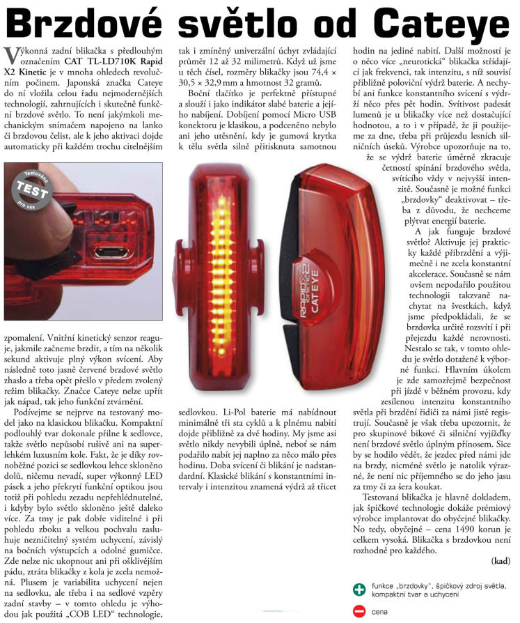 detail CATEYE Světlo zad. CAT TL-LD710K Rapid X2 Kinetic