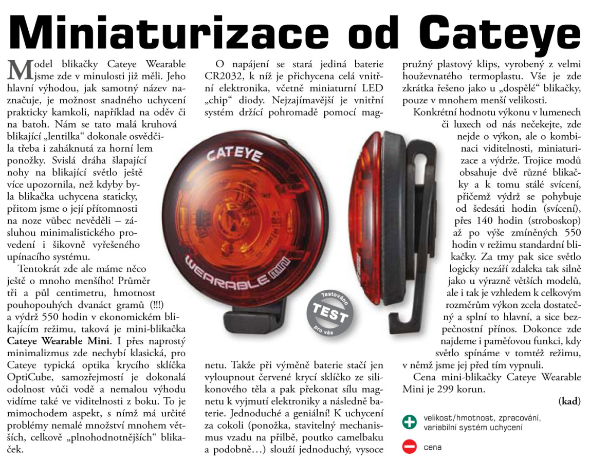 detail CATEYE Světlo zad. CAT SL-WA10 Wearable mini