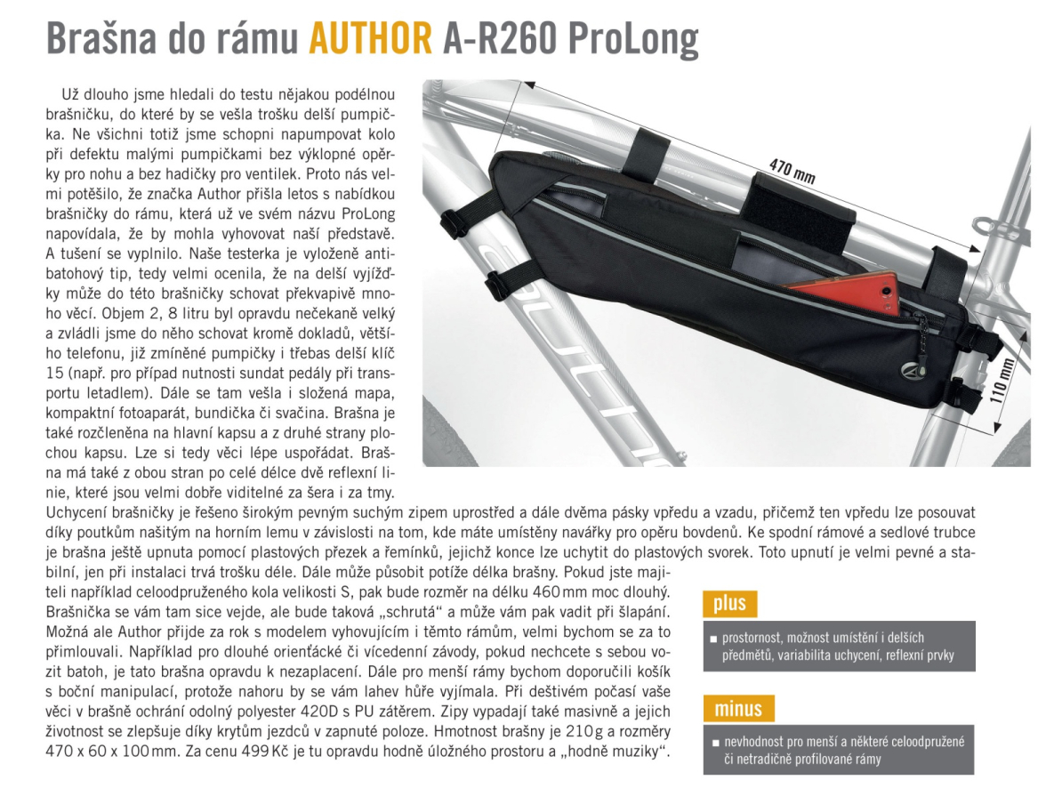 detail AUTHOR Brašna na rám A-R260 ProLong