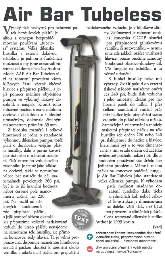 detail AUTHOR Hustilka nožní AAP Air Bar Tubeless